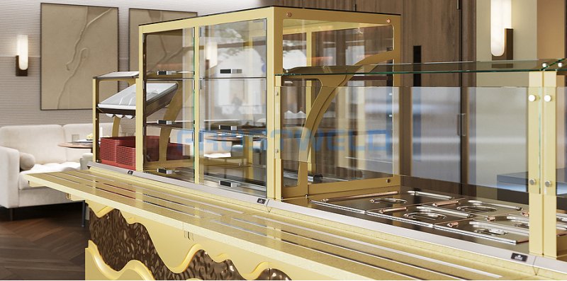 Прилавок кассовый универсальный Luxstahl КК-1200 Premium Gold River (Золотая Река) — фото 2
