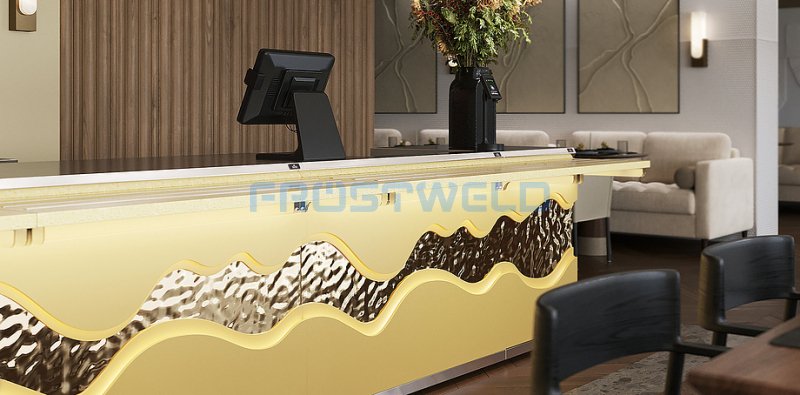 Прилавок кассовый универсальный Luxstahl КК-1200 Premium Gold River (Золотая Река) — фото 10