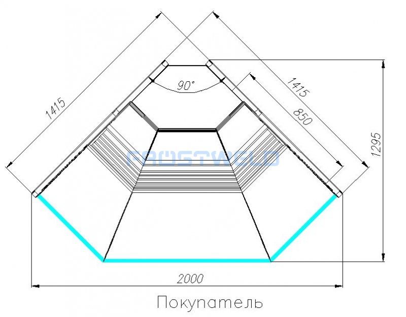 Витрина G120 ATRIUM VV-5 (внешний угол, динамика, без боковин) 3004 — фото 2