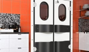 МАЯТНИКОВАЯ ДВУСТВОРЧАТАЯ ДВЕРЬ С ПВХ (МОНТАЖНЫЙ ПРОЕМ 1600 х 1900 мм)