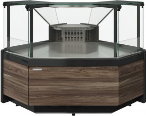 Витрина холодильная угловая Carboma Gelios GC111 VV-5-1 1008 (динамика, газлифт, без боковин, внешний угол 90) темный дуб