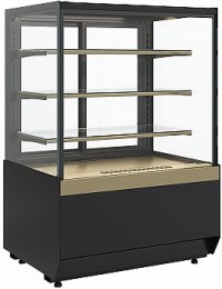 Витрина кондитерская Carboma KC70 VM 1,3-2 Standard без боковин, версия 2.0 открытая (Bronze 9005/0109)